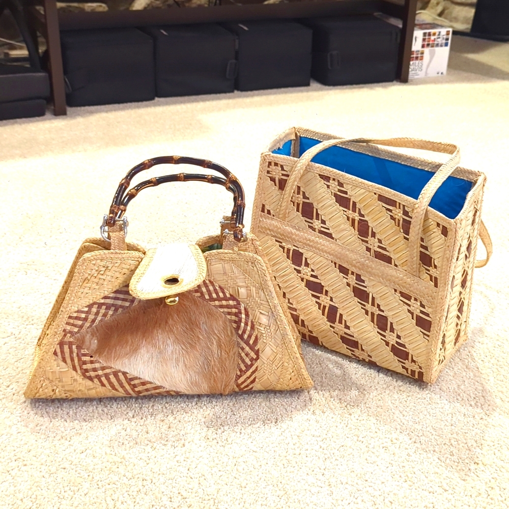 Hand made straw bags.  One has goat hair.  Bought in central America.